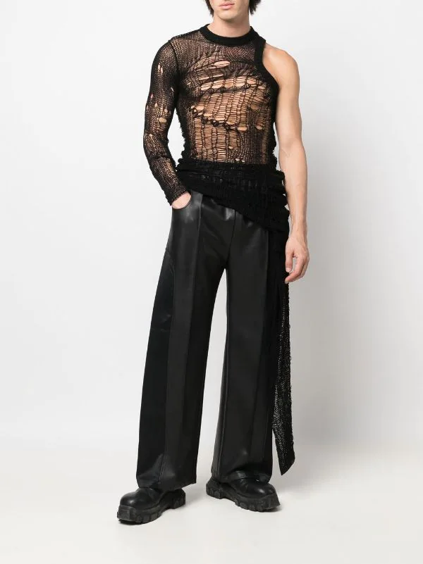 ( Nouvelle Collection ) Rick Owens Pull Asymétrique à Effet Usé 09 BLK BLACK 4 ( Nouvelle Collection ) Rick Owens Pull Asymétrique à Effet Usé 09 BLK BLACK – Image 2