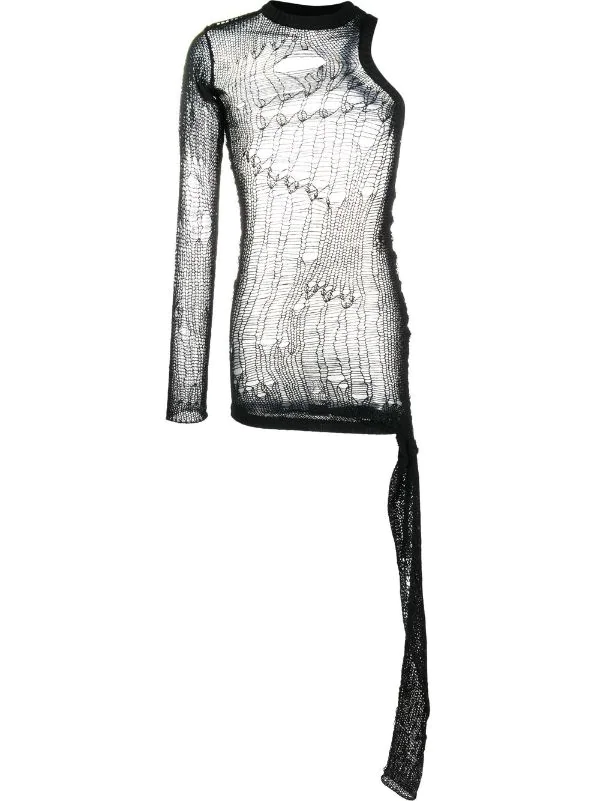 ( Nouvelle Collection ) Rick Owens Pull Asymétrique à Effet Usé 09 BLK BLACK 3 ( Nouvelle Collection ) Rick Owens Pull Asymétrique à Effet Usé 09 BLK BLACK