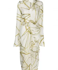 ( Nouvelle Collection ) Rick Owens Robe Portefeuille à Imprimé Graphique MILK YELLOW