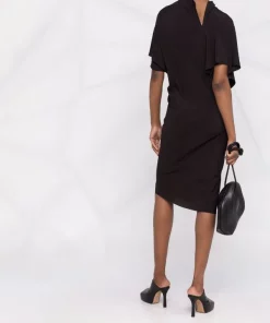 ( Nouvelle Collection ) Rick Owens Robe Froncée à Manches Courtes Femme -Rick Owens Soldes 18054510 38399341 600