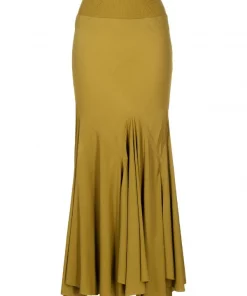 ( Nouvelle Collection ) Rick Owens Jupe Longue Volantée GREEN