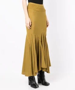 ( Nouvelle Collection ) Rick Owens Jupe Longue Volantée GREEN -Rick Owens Soldes 18055975 38402065 600