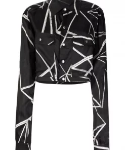 Rick Owens Chemise Crop à Motif Abstrait 0921 BLACK NATURAL