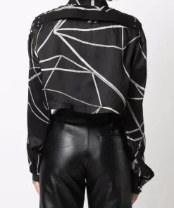 Rick Owens Chemise Crop à Motif Abstrait 0921 BLACK NATURAL -Rick Owens Soldes 18056642 38639663 600