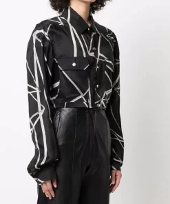 Rick Owens Chemise Crop à Motif Abstrait 0921 BLACK NATURAL -Rick Owens Soldes 18056642 38639665 600