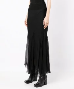 Rick Owens 09 Jupe En Soie à Ourlet Asymétrique Femme -Rick Owens Soldes 18056912 38401975 600