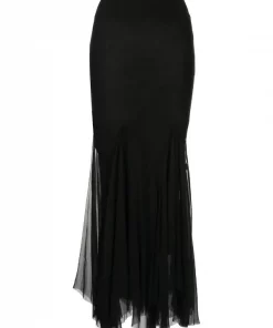 Rick Owens 09 Jupe En Soie à Ourlet Asymétrique Femme