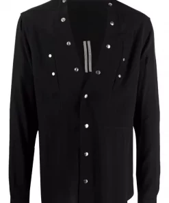 ( Nouvelle Collection ) Rick Owens Chemise En Soie à Boutonnière 09 BLACK