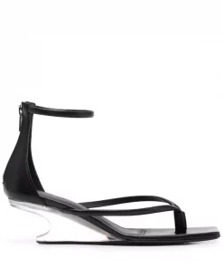 ( Nouvelle Collection ) Rick Owens BLACK/CLEAR Sandales à Talon Sculpté Femme
