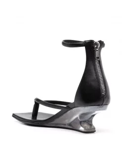 ( Nouvelle Collection ) Rick Owens BLACK/CLEAR Sandales à Talon Sculpté Femme -Rick Owens Soldes 18061100 38448429 600