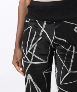 Rick Owens Pantalon évasé Linear Babel à Imprimé Graphique 0921 BLACK NATURAL -Rick Owens Soldes 18077039 38273792 600