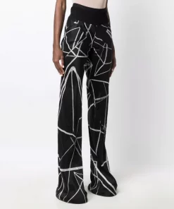 Rick Owens Pantalon évasé Linear Babel à Imprimé Graphique 0921 BLACK NATURAL -Rick Owens Soldes 18077039 38273793 600