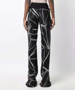 Rick Owens Pantalon évasé Linear Babel à Imprimé Graphique 0921 BLACK NATURAL -Rick Owens Soldes 18077039 38273798 600