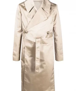 ( Nouvelle Collection ) Rick Owens Trench à Fini Satiné 08 PEARL