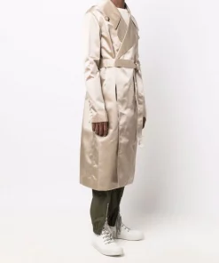 ( Nouvelle Collection ) Rick Owens Trench à Fini Satiné 08 PEARL -Rick Owens Soldes 18082490 38313716 600