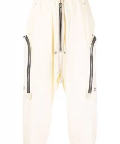 ( Nouvelle Collection ) Rick Owens 21 NATURAL Pantalon De Jogging Sarouel à Coupe Courte Homme