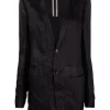 ( Nouvelle Collection ) Rick Owens 09 BLACK Blazer Boutonné à Détail De Sangle Femme -Rick Owens Soldes 18083241 38342907 600
