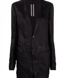 ( Nouvelle Collection ) Rick Owens 09 BLACK Blazer Boutonné à Détail De Sangle Femme