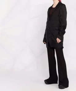 ( Nouvelle Collection ) Rick Owens 09 BLACK Blazer Boutonné à Détail De Sangle Femme -Rick Owens Soldes 18083241 38342917 600