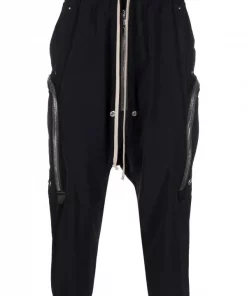 ( Nouvelle Collection ) Rick Owens Pantalon De Jogging Sarouel à Coupe Courte 09 BLACK