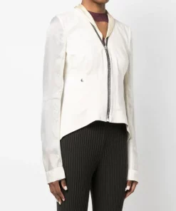 ( Nouvelle Collection ) Rick Owens 21 NATURAL Surchemise Zippée à Design Sans Col Femme -Rick Owens Soldes 18089512 39035514 600