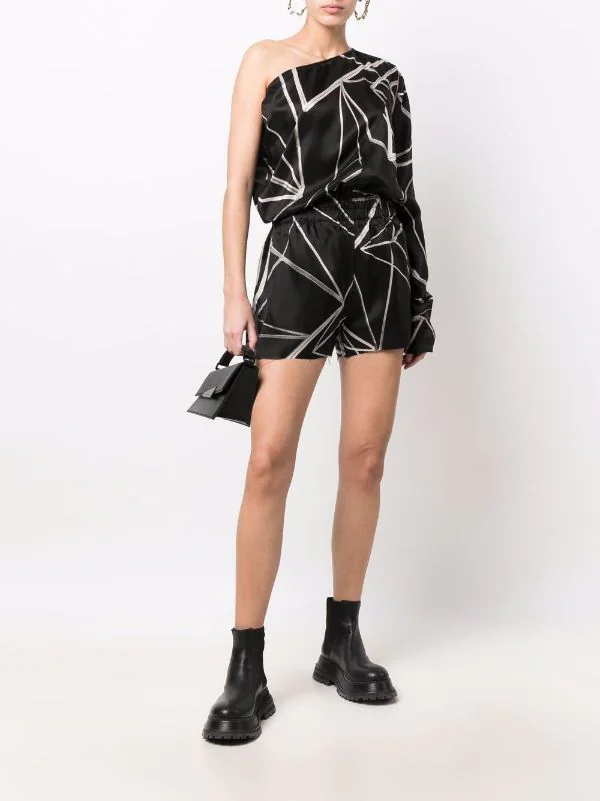 ( Nouvelle Collection ) Rick Owens Combishort Imprimée à Design à Une épaule Femme 4 ( Nouvelle Collection ) Rick Owens Combishort Imprimée à Design à Une épaule Femme – Image 2