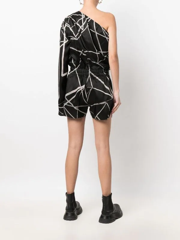 ( Nouvelle Collection ) Rick Owens Combishort Imprimée à Design à Une épaule Femme 6 ( Nouvelle Collection ) Rick Owens Combishort Imprimée à Design à Une épaule Femme – Image 4