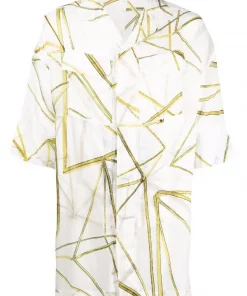 ( Nouvelle Collection ) Rick Owens Chemise à Imprimé Abstrait 1172 MILK/SULPHATE