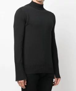 ( Nouvelle Collection ) Rick Owens Pull En Maille à Col Roulé 09 BLACK -Rick Owens Soldes 18099512 38762087 600