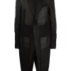( Nouvelle Collection ) Rick Owens 09 BLACK Manteau Boutonné à Design à Empiècements Homme