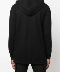 ( Nouvelle Collection ) Rick Owens 09 BLACK Hoodie En Cachemire à Fermeture Zippée Homme -Rick Owens Soldes 18105852 38836666 600