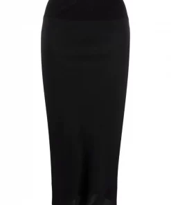 ( Nouvelle Collection ) Rick Owens Jupe Mi-longue En Maille Ă Taille Haute Femme