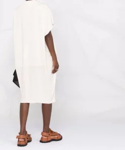 ( Nouvelle Collection ) Rick Owens Robe Plissée à Manches Courtes Femme -Rick Owens Soldes 18107772 38690685 600
