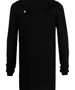 Rick Owens 09 BLACK Hoodie à Coupe Longue Homme