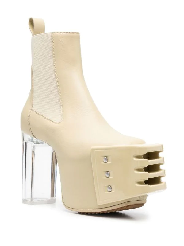 ( Nouvelle Collection ) Rick Owens Bottines Chelsea White Grill Kiss 320 VANILLA/CLEAR 4 ( Nouvelle Collection ) Rick Owens Bottines Chelsea White Grill Kiss 320 VANILLA/CLEAR – Image 2