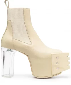 ( Nouvelle Collection ) Rick Owens Bottines Chelsea White Grill Kiss 320 VANILLA/CLEAR