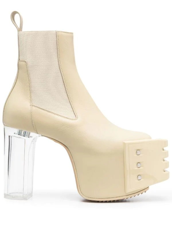 ( Nouvelle Collection ) Rick Owens Bottines Chelsea White Grill Kiss 320 VANILLA/CLEAR 3 ( Nouvelle Collection ) Rick Owens Bottines Chelsea White Grill Kiss 320 VANILLA/CLEAR