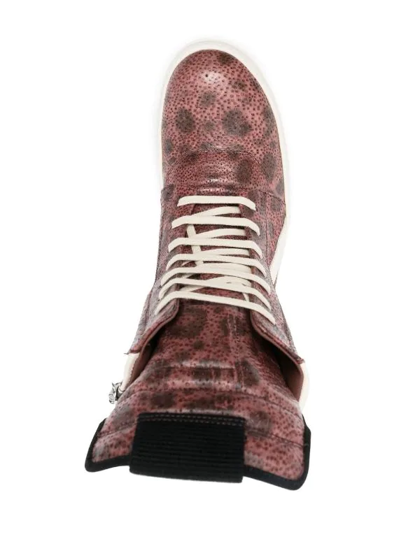 ( Nouvelle Collection ) Rick Owens 13111 BURNT PINK/MILK/MILK Baskets Montantes à Imprimé Graphique Homme 6 ( Nouvelle Collection ) Rick Owens 13111 BURNT PINK/MILK/MILK Baskets Montantes à Imprimé Graphique Homme – Image 4