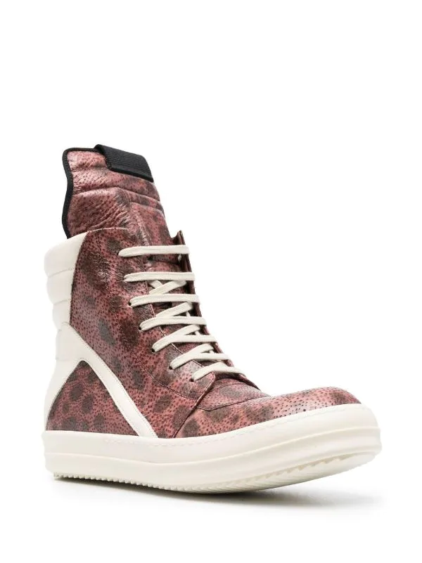 ( Nouvelle Collection ) Rick Owens 13111 BURNT PINK/MILK/MILK Baskets Montantes à Imprimé Graphique Homme 4 ( Nouvelle Collection ) Rick Owens 13111 BURNT PINK/MILK/MILK Baskets Montantes à Imprimé Graphique Homme – Image 2