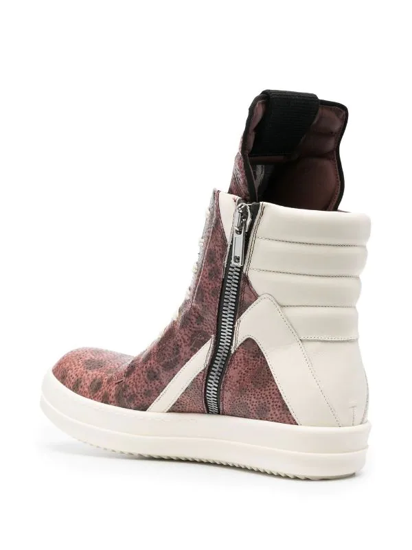 ( Nouvelle Collection ) Rick Owens 13111 BURNT PINK/MILK/MILK Baskets Montantes à Imprimé Graphique Homme 5 ( Nouvelle Collection ) Rick Owens 13111 BURNT PINK/MILK/MILK Baskets Montantes à Imprimé Graphique Homme – Image 3