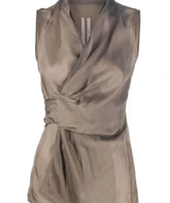 ( Nouvelle Collection ) Rick Owens Blouse Laura à Design Sans Manches 34 DUST