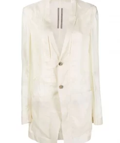 ( Nouvelle Collection ) Rick Owens 21 NATURAL Blazer Boutonné à Détail De Sangle Femme