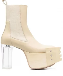 ( Nouvelle Collection ) Rick Owens Bottes Grilled Platform 320 VANILLA/ CLEAR
