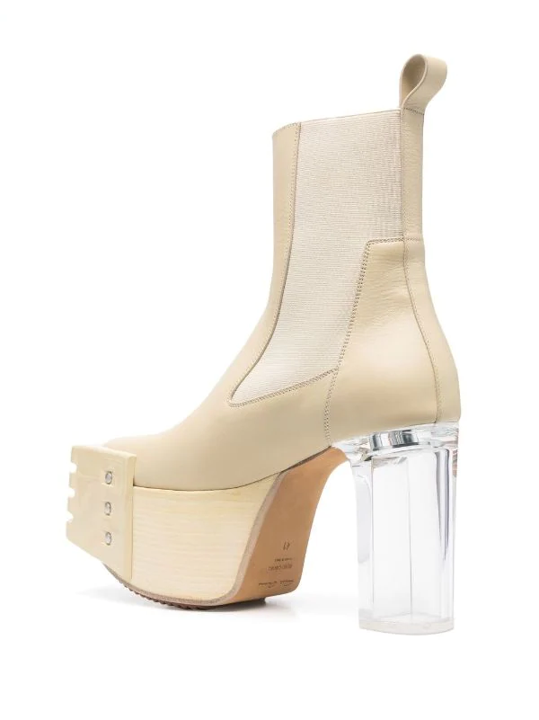 ( Nouvelle Collection ) Rick Owens Bottes Grilled Platform 320 VANILLA/ CLEAR 5 ( Nouvelle Collection ) Rick Owens Bottes Grilled Platform 320 VANILLA/ CLEAR – Image 3
