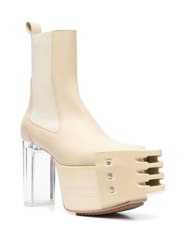 ( Nouvelle Collection ) Rick Owens Bottes Grilled Platform 320 VANILLA/ CLEAR 4 ( Nouvelle Collection ) Rick Owens Bottes Grilled Platform 320 VANILLA/ CLEAR – Image 2