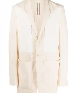 ( Nouvelle Collection ) Rick Owens Blazer Boutonné à Design Patchwork Homme