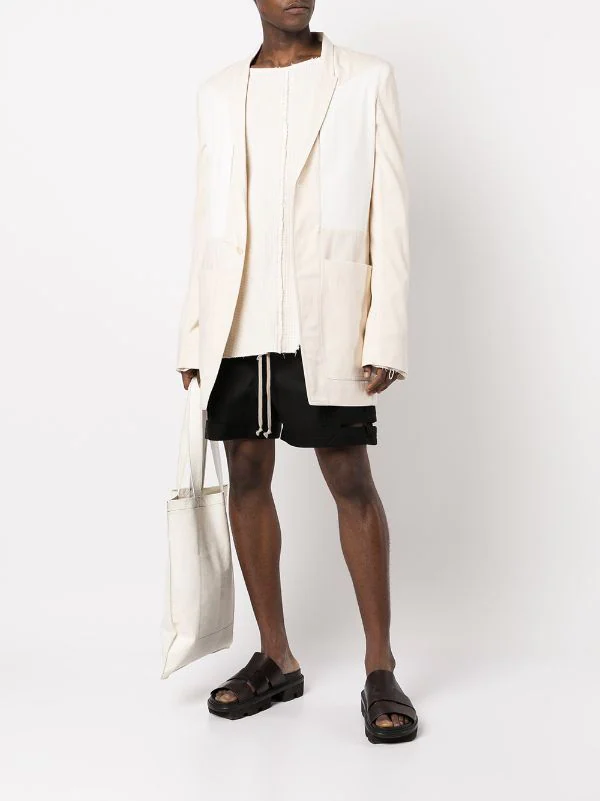 ( Nouvelle Collection ) Rick Owens Blazer Boutonné à Design Patchwork Homme 4 ( Nouvelle Collection ) Rick Owens Blazer Boutonné à Design Patchwork Homme – Image 2