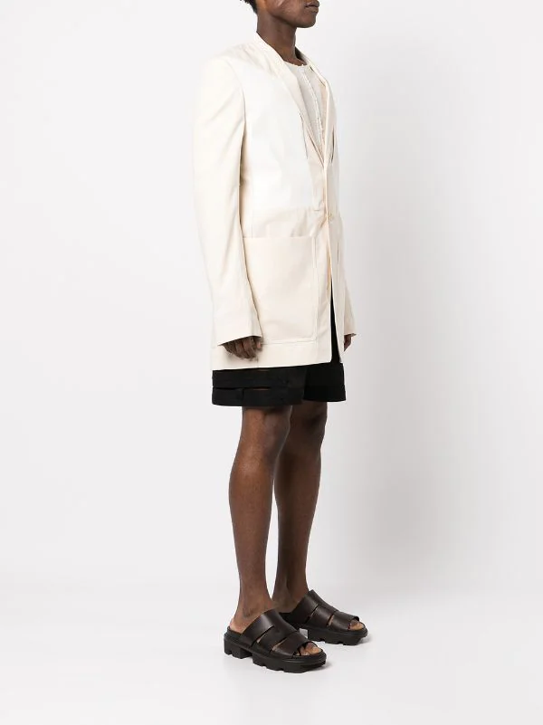 ( Nouvelle Collection ) Rick Owens Blazer Boutonné à Design Patchwork Homme 5 ( Nouvelle Collection ) Rick Owens Blazer Boutonné à Design Patchwork Homme – Image 3