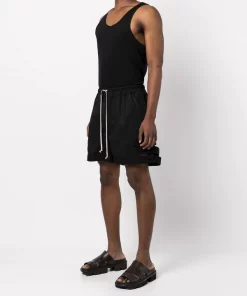 ( Nouvelle Collection ) Rick Owens 09 BLACK Short Ample à Lien De Resserrage Homme -Rick Owens Soldes 18183271 38824453 600