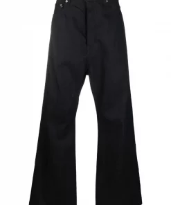Rick Owens 09 BLACK Pantalon Ample à Taille Haute Homme